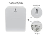 Alt Tag: Smart PIR Motion Sensor LED night light back view showing hook hole mount and 3M adhesive fixing methods