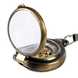 hand wind mechanical pocket watch with transparent 