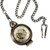 hand wind mechanical pocket watch with transparent 