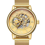men's skeleton hand wind mechanical watch