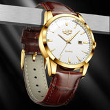 LIGE Mens Fashion Brown Leather 