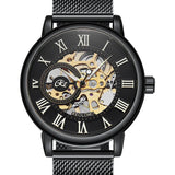 men's skeleton hand wind mechanical watch