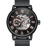 men's skeleton hand wind mechanical watch