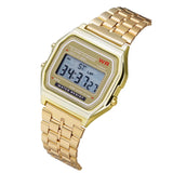 F91W LED digital sports watch with steel band