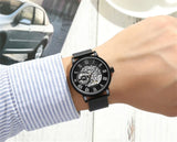 men's skeleton hand wind mechanical watch