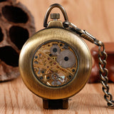 hand wind mechanical pocket watch with transparent 
