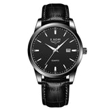 LIGE Mens Fashion Brown Leather 