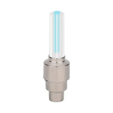 Alt Tag: Motion Sensor LED Bike tire valve light with blue LED tube, motion-activated wheel safety accessory for Woods and Schrader valves