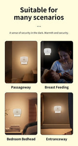 Smart Glow Night Light plug-in motion sensor LED wall lamp in hallway, bedroom headboard, passageway, entranceway and breastfeeding use