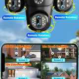 WiFi Security Camera 7 Lens with remote rotation 355° pan 90° tilt, 10X zoom multi-screen home surveillance