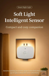 Smart Glow Night Light plug-in motion sensor LED wall lamp with soft warm glow for hallway, bedroom, or staircase safety
