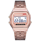 F91W LED digital sports watch with steel band