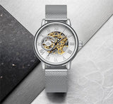 men's skeleton hand wind mechanical watch