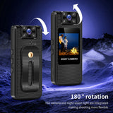 Alt Tag: 4K HD WiFi Body Camera mini action camera with night vision and 180° rotating lens, front and back view