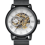 men's skeleton hand wind mechanical watch