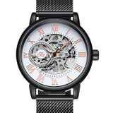 men's skeleton hand wind mechanical watch