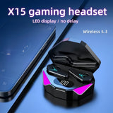 X15 TWS Bluetooth gaming earbuds with LED display