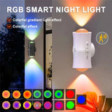 Motion Sensor LED Wall Light magnetic RGB smart night light spotlight with colorful gradient wall wash, indoor foyer hallway lighting