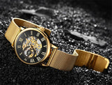 men's skeleton hand wind mechanical watch