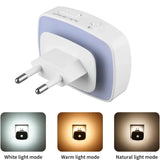 Smart Glow Night Light plug-in motion sensor LED wall lamp with EU plug, white warm and natural light modes for hallway safety