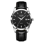 LIGE Mens Fashion Brown Leather 