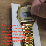 F91W LED digital sports watch with steel band