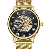 men's skeleton hand wind mechanical watch