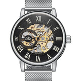 men's skeleton hand wind mechanical watch