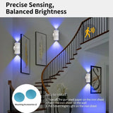 Alt Tag: Motion Sensor RGB LED Night Light USB double head 7-color wall lamp with precise motion sensing for stairway and hallway lighting