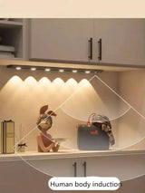 Wireless Motion Sensor LED night light under cabinet lighting with human body induction for kitchen shelves and closets