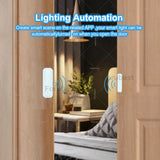 Alt Tag: ZigBee Door & Window Sensor automates lighting when door opens, smart wireless security sensor for home entry alerts