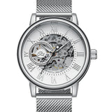 men's skeleton hand wind mechanical watch