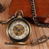 hand wind mechanical pocket watch with transparent 