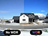 Alt Tag: Wyze Cam v4 2K HD WiFi Security Camer showing WDR vs no WDR comparison on a house exterior security camera view
