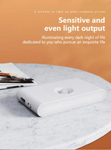 Hands-Free LED Night Light smart glow night lamp on table with motion sensor, sensitive even light output, Aamasun ABS