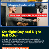 WiFi Security Camera 7 Lens showing starlight full-color day and night vision with 10X zoom and door delivery monitoring