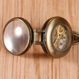 hand wind mechanical pocket watch with transparent 