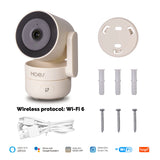 MOES Tuya WiFi 6 Smart security camera kit with mounting bracket, screws, anchors and USB cable