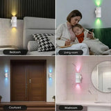 Motion Sensor RGB LED Night Light USB dual-head wall lamp with 7-color glow for bedroom living room courtyard and washroom