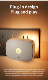 Alt Tag: Smart Glow Night Light plug-in motion sensor LED wall lamp with plug-and-play design for hallway and bedroom safety lighting
