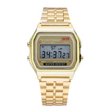 F91W LED digital sports watch with steel band