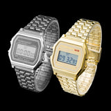 F91W LED digital sports watch with steel band