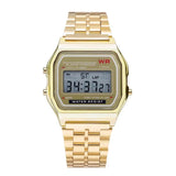 F91W LED digital sports watch with steel band