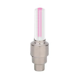 Alt Tag: Motion Sensor LED Bike tire valve light with pink LED, motion-activated wheel safety accessory for Schrader and Presta adapters