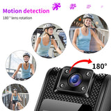 4K HD WiFi Body Camera with 180° rotating lens motion detection, night vision mini action camera for cycling and outdoor recording