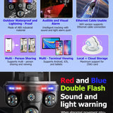 WiFi Security Camera 7 Lens with 10X zoom, night vision, red and blue double flash, sound and light alarm, waterproof outdoor design