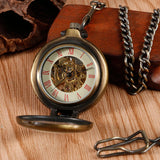 hand wind mechanical pocket watch with transparent 