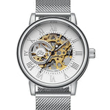 men's skeleton hand wind mechanical watch
