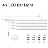 Wireless Motion Sensor LED under cabinet light kit with 4 LED bar lights, power adapter, sensor puck, mounting strips and screws