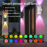 Alt Tag: Motion Sensor LED Wall Light magnetic RGB smart sensor wall lamp with spotlight glow for foyer, easy magnetic installation